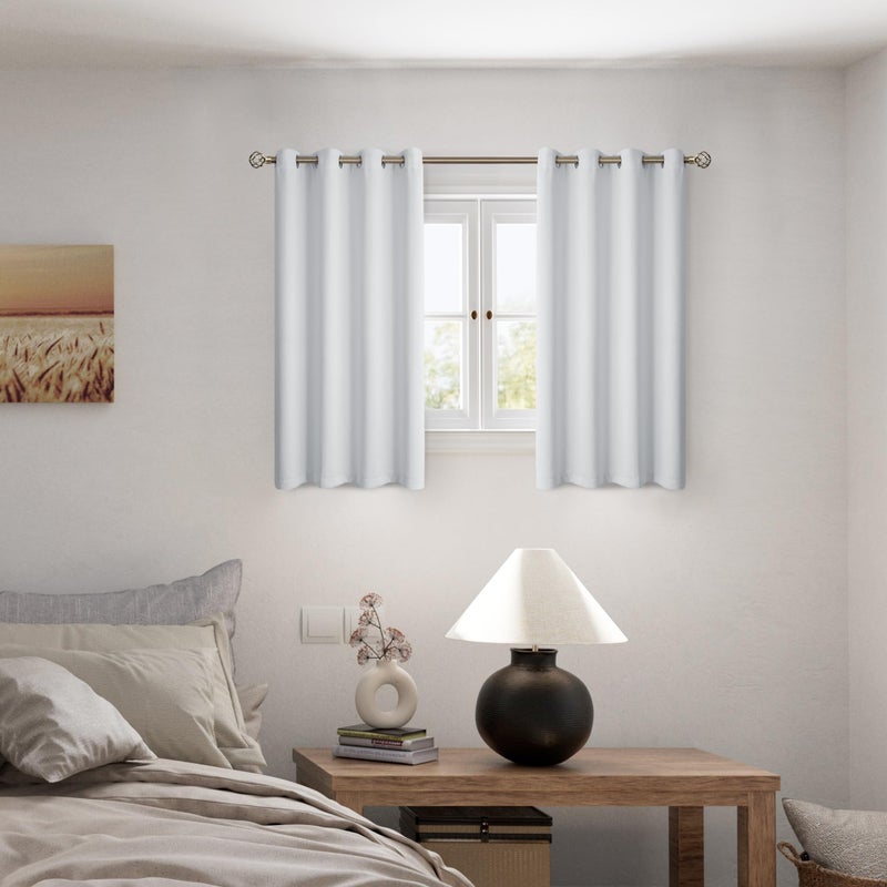 BGment Greyish White Short Blackout Curtains for Bedroom, Thermal Insulated Energy Efficiency Noise Reducing Grommet Curtains 45 Inch Length with Liner for Small Window 2 Panels Each 52 Inch Wide - Image 2